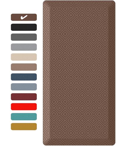 Ophanie Kitchen mats for Floor, 3/4 inch Thick, 20x48 Anti Fatigue Cushioned Mat with 99+ Pairs of Anti-Slip Bottom Ridges,Kitchen Rugs,Waterproof,Comfort Ergonomic Standing Mat for Office,Home,Sink - color: Brown, size: 20"L x 48"W x 0.8"Th