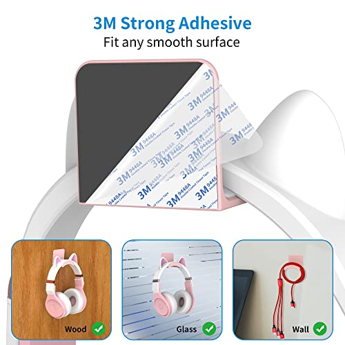 SOKUSIN Headphone Stand Headset Holder - Adhesive Gaming Earphones Hanger, Universal Desk Wall Mount Hook for All Headphone/Controller, Compatible with Beats, AirPods Max,Sony, JBL (Pink-2Pack) - color: Pink-2 Pack