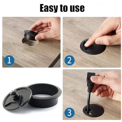 TuTuYa 8PCS Desk Grommet, Desk Grommet 2-3/8 Inch (60mm) Black Desk Cable Grommet Desk Cable Hole Covers with Hole Saw, Ideal Solution for Office and Home Table Cable - color: 2-3/8 Inch_60mm Black 8PCS
