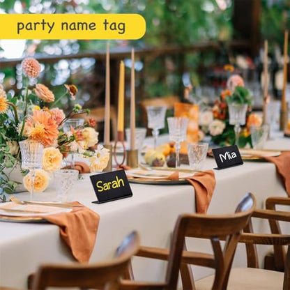 PigPotParty Acrylic Mini Chalkboard Signs for Outdoor Party Buffet, 12 Pcs 4"x3", Glossy Black Elegant Food Labels for Wedding, Table Signs, Place Cards, Include 2 Wet Erase Markers - style: Acrylic L-12 (Outdoor)