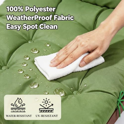 QILLOWAY Outdoor Rocking Chair Cushions Set of 2, 100% Polyester Waterproof Patio Rocking Chair Cushion, High Back Weatherproof Chair Pad for Adirondack & Outdoor Furniture, Dark Green - color: Dark Green