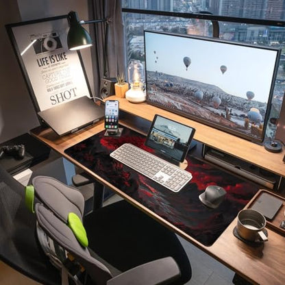 Extended Gaming Mouse Pad, Large Mouse Mat 3 mm Nature Rubber Base Mousepad with Stitched Edges, Non-Slip Desk Mat for Office Home Great Gift 31.5x11.8 Inch (Dark Canyon 1) - color: Dark Canyon 1