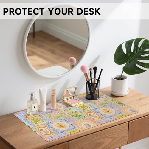 AUPET PU Leather Desk Pad Protector Blotter, Animal 35 x 17in Large Mouse Pad,Cute Office Desk Mat,Waterproof Non-Slip Desk Writing Drawing Pad for Office Home Game (Coffee Dogs) - color: Cat Queen