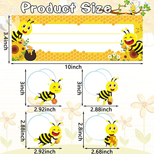48 Pcs Bee Classroom Nameplates and Cut Outs Back to School Bee Theme Nametags Cutouts for Bulletin Board Decoration Self Adhesive Sunflower Honey Name Tags for Teacher Supplies Desk Decor