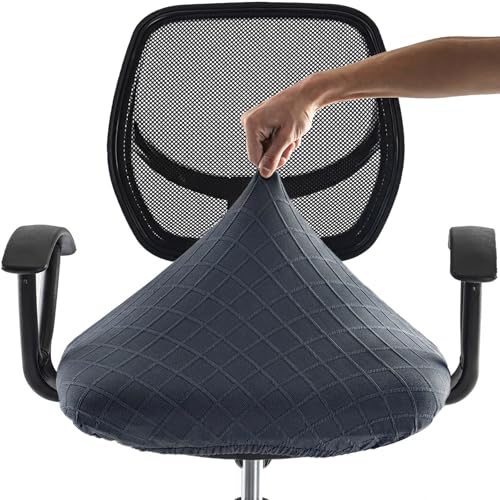 Stretch Jacquard Office Chair Cover, Removable Washable Desk Chair Cover, Anti-dust Seat Cushion Protectors - Dark Grey - color: Dark Grey, size: Chair Seat Cover