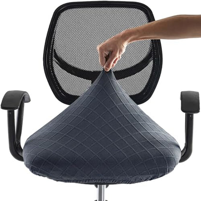 Stretch Jacquard Office Chair Cover, Removable Washable Desk Chair Cover, Anti-dust Seat Cushion Protectors - Dark Grey - color: Dark Grey, size: Chair Seat Cover