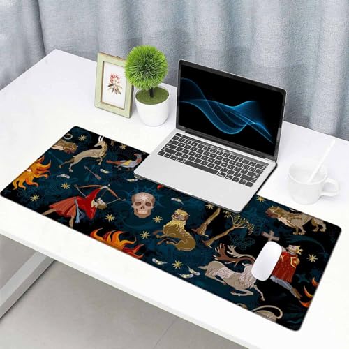 Mouse Pad Gaming, Large Mouse Pads for Desk, Keyboard Mouse Mat Desk Pad, Non-Slip Rubber Base with Stitched Edges Mousepad, 35.4x15.7in Medieval Astrology - color: Medieval Astrology, size: 35.4L x 15.7W inches