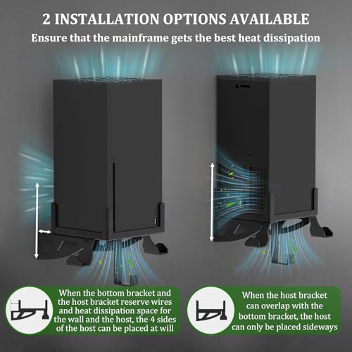 Wall Mount for Xbox Series X - Wall Mount Stand Kit with Detachable 2 Controller Holder & Headphone Hanger, Mount on The Wall, Compatible with Xbox Series X Accessories
