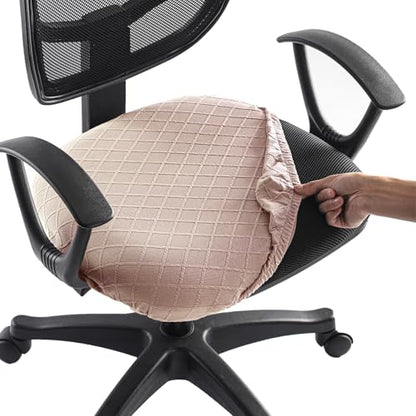 Stretch Jacquard Office Chair Cover, Removable Washable Desk Chair Cover, Anti-dust Seat Cushion Protectors - Camel - color: Camel, size: Chair Seat Cover