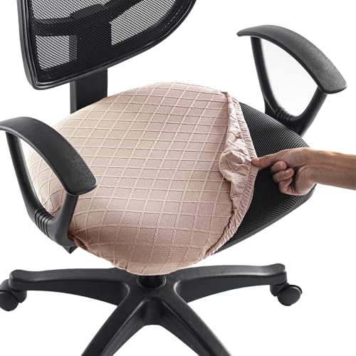 Stretch Jacquard Office Chair Cover, Removable Washable Desk Chair Cover, Anti-dust Seat Cushion Protectors - Camel - color: Camel, size: Chair Seat Cover