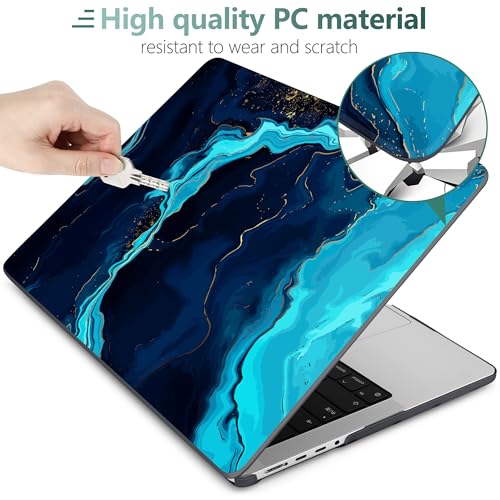 DONGKE Compatible with MacBook Pro 16 Inch Case (2026-2021 Release, M5 M4 M3 M2 M1 Pro/Max Chip), Plastic Hard Shell Cover with Keyboard Cover & Screen Protector for MacBook Pro 16", Blue Marble - color: Blue Marble