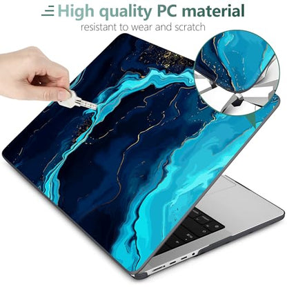 DONGKE Compatible with MacBook Pro 16 Inch Case (2026-2021 Release, M5 M4 M3 M2 M1 Pro/Max Chip), Plastic Hard Shell Cover with Keyboard Cover & Screen Protector for MacBook Pro 16", Blue Marble - color: Blue Marble