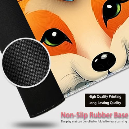 Large Gaming Mouse Pad + Wrist Rest+ Coaster Combo, 31.5 "x 11.8" Durable Non-Slip Extension Table Mat, Suitable for Office and Home, Dreamcatcher Fox - color: Dreamcatcher Fox