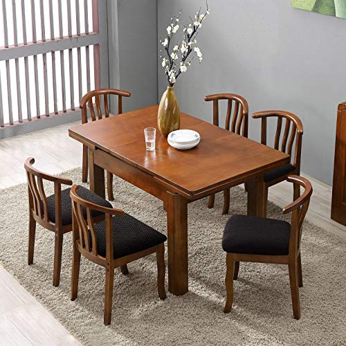 Genina Seat Covers for Dining Room Chair Seat Slipcovers Kitchen Chair Covers (Black, 6 Pcs) - color: Black, size: 6 PCS