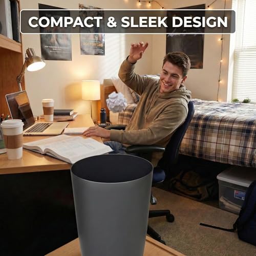 Mini Waste Basket - Durable Small Plastic Garbage Trash Can Bin - Lidless Open-Top, Slim Profile for Compact Spaces - Suitable for Home, Bathroom, Office, Bedroom, Kitchen and More, Grey - color: Grey