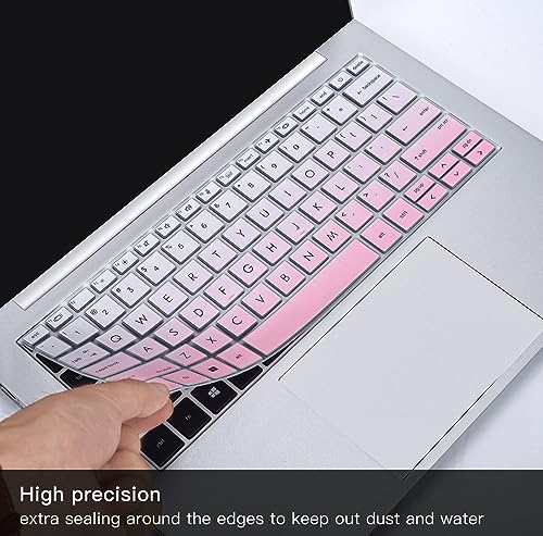 2PCS Keyboard Cover for HP EliteBook 830 835 840 845 1040 G9 G10 2024 2023 2022, 13.3 14 inch HP EliteBook Keyboard Protector Skin(Not fit 840 845 1040 G11 G8 G7 G6 G5 G4 G3),Gradual Pink+Clear - color: Gradual Pink+Clear