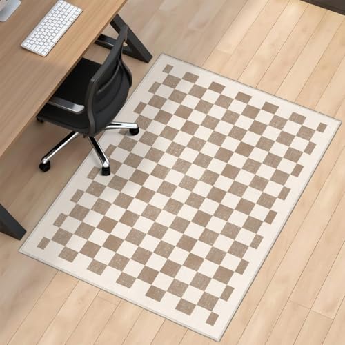 Office Chair Mat for Carpet Hardwood Tile Floor,36"x48" Computer Chair Mat for Rolling Chairs Carpet, Under Desk Non Slip Gaming Rug, Low-Pile Rubber Backing Large Protector Mat,Boho Brown Checkered - color: Modern Chair Mat 6