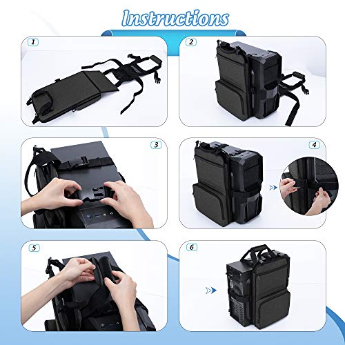 Trunab PC Tower Carrying Strap with Handle, Desktop Computer Case Belt Holder with Pockets for Keyboard, Cable, Headphone, Ideal for Transporting On The Go, Black - Patented Design - size: S - Fits Mini & Mid Tower