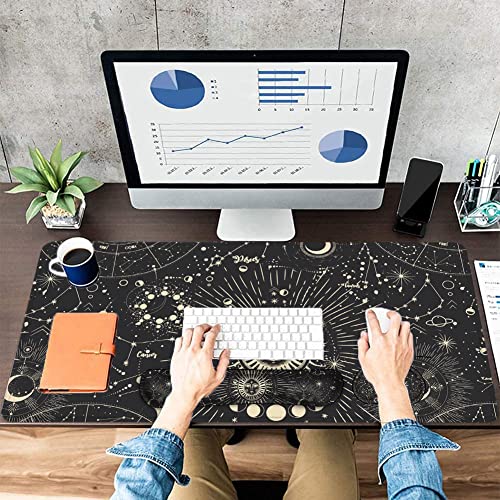LATEEFAH Desk Mat, Mouse Pad with Wrist Rest, 4-in-1 Large Mouse Pads for Desk, Ergonomic Mouse Pad and Keyboard Wrist Rest Gaming Keyboard Mat for Office, Home - color: 4Pcs-Sun