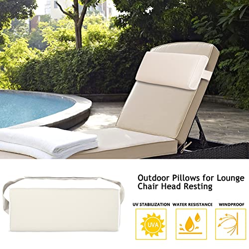 Enipate Outdoor Chaise Lounge Head Pillow, Pack of 2 Water Resistant Headrest Pillows with Elastic Band for Pool Patio Chairs - color: Beige