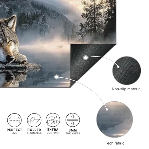 HOMETITUTE XL Mouse Pad Wolf Lake Nature Art Gaming Mousepad 31.5x11.8 Inch Non-Slip Keyboard Desktop Protector Mat Diatomite Large Mouse Pad for Home and Office Desk Accessories - color: Wolf Lake Nature Art