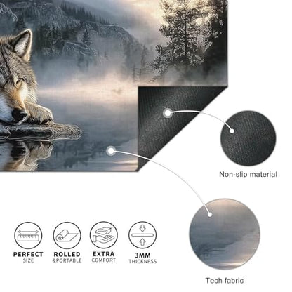 HOMETITUTE XL Mouse Pad Wolf Lake Nature Art Gaming Mousepad 31.5x11.8 Inch Non-Slip Keyboard Desktop Protector Mat Diatomite Large Mouse Pad for Home and Office Desk Accessories - color: Wolf Lake Nature Art