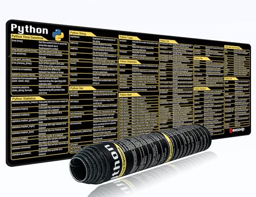 excovip Python Commands Shortcuts Mouse Pad -80x30x0.2 cm Extended Large Cheat Sheet Mousepad PC Office Spreadsheet Keyboard Mouse Mat Non-Slip Stitched Edge 0306 - color: For Python