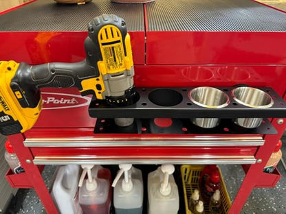 ULIBERMAGNET Power Tool Organizer Rack,Magnetic Heavy Duty Drill Holder,Wall Mount Metal Tool Rack with Screwdriver,Cordless Drill,Screw,Nail Storage,Utility Rack for Warehouse,Garage,Toolbox - style: Magnetic Power Tool Organizer with Parts Cup