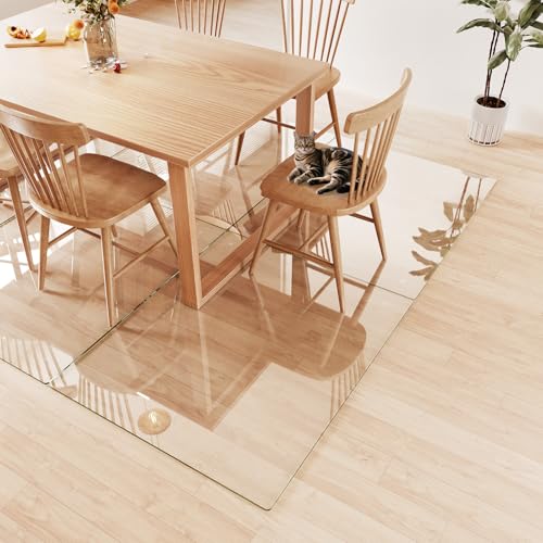 Tempered Glass Chair Mat 48"x40" – Ultra-Clear Office Chair Mat for Hardwood Floors & Low-Pile Carpets – Heavy-Duty 0.2" Scratch-Resistant Surface with Non-Slip Pads – Supports 1,000 lbs - size: 48"x40"