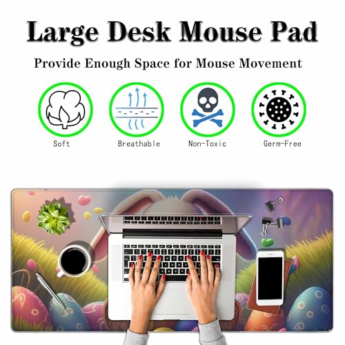 Easter Rabbit Eggs Large Gaming Mouse Pad Cute Cartoon Colorful Long Mousepad Keyboard Mat for Desk,Office,Home 35.4"X15.7" - color: easter rabbit eggs