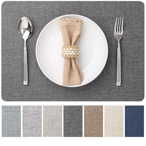 Baroyal Faux Leather Placemats Set of 6 Vinyl Washable Wipeable Table Mats for Kitchen Dining Table Heat Resistant Waterproof Modern Indoor/Outdoor Placemats Non-Slip Easy Clean Place Mats (Midnight) - color: C-midnight