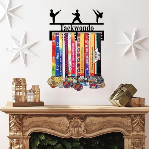 Resama Medal Hanger Holder Display Wall Rack Frame Shelf-Medal Hanger Awards Ribbon Soccer,Gymnastics,Holder Display Rack for 60 Medals - color: Taekwondo