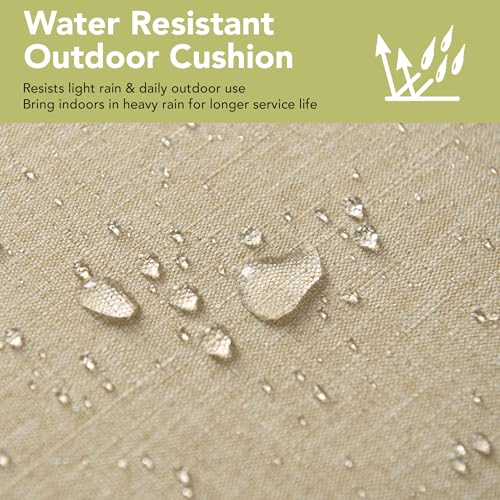 Outdoor Chair Cushions, Fade-Resistant & Water-Resistant, D Shaped Patio Furniture Seat Chair Pads Replacement with Ties, Non-Slip Bottom, Removable Cover, Set of 2, 17 x 16 Inch, Natural - color: Natural, size: 17" x 16" 2 Pack