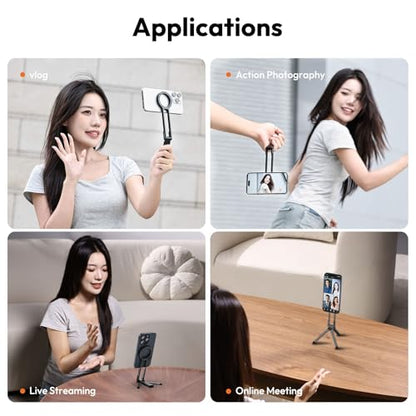 ULANZI MA30 Magnetic Phone Tripod Stand for iPhone-Aluminium Maglock Smartphone Mini Tripod Pocket Cell Phone Stand Strong Magnet Quick Mount Compatible with iPhone 17 16 15 14 13 12 Series, Dark Gray - color: Dark Gray
