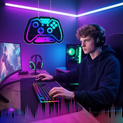 Gamer Neon Sign Gamepad Shaped LED Neon Lights for Gamer/Boys Room Decor Gaming Wall Decor Gamer Gift for Teens, Boys, Kids | USB Powered, Bluetooth APP Control, Music Sync & 210 Scene Modes - size: 16.5” x 11”