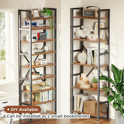 SUPERJARE Triple Bookshelf, Bookcase with 14 Open Display Shelves, Wide Book Shelf Book Case for Home & Office, 5 Tier, Brown - color: Rustic Brown, size: 5 Tier
