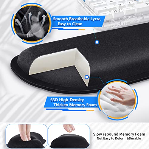 Gimars 3Pcs Memory Foam Keyboard Wrist Rest, Mouse Pad Wrist Support for Easy Typing Pain Relief, Ergonomic, Comfortable Keyboard Mouse Pad Set for Computer, Laptop, Home & Office - color: Gray, size: 3-piece set (keyboard rest+mouse rest+coaster)
