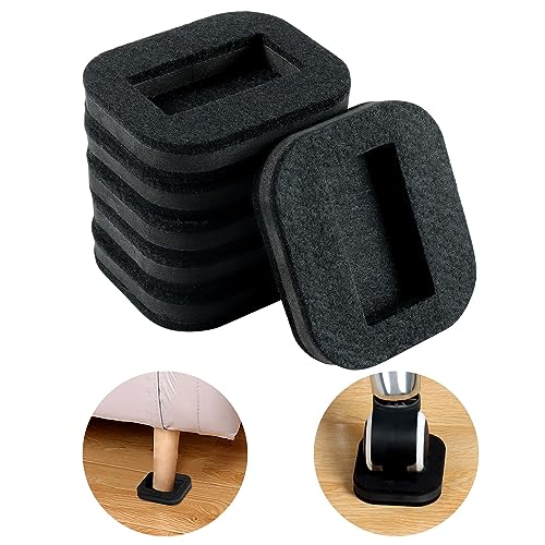 12 PCS Felt Furniture Coasters Caster Cups for Hardwood Floors, Felt Bottom Furniture Pads, Bed Office Chair Fridge Furniture Wheel Stopper to Prevent Sliding and Scratches (Black, L: 2.6" * W:1.8") - color: Black - L, size: L: L:2.6" * W:1.8"