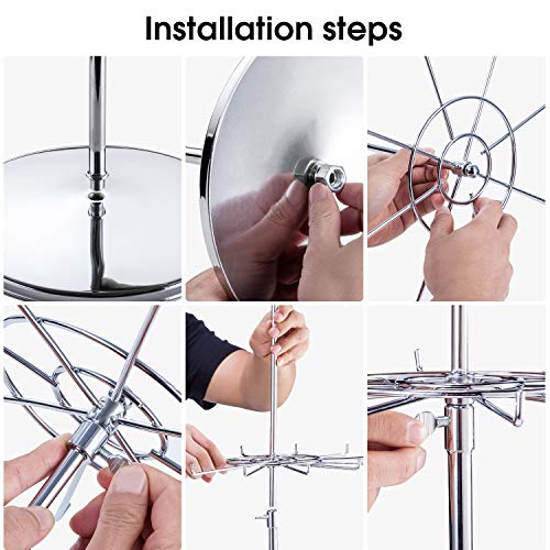 Polmart Heavy Duty Dual Heights (Stand & Tiers) Adjustable Countertop Spinner Display Stand (Silver, 3-Tier) - color: Silver