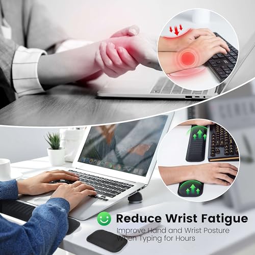 MEKASS Ergonomic Wrist Rest for Keyboard and Mouse, Soft Memory Foam Keyboard Wrist Rest Set with Non-Slip Silicone Base, Easy Typing, Pain Relief, Comfort for Office, Work, Gaming (Purple) - style: Purple