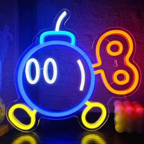 Gaming Neon Sign for Gamer Room Decor,USB Powered Dimmable Anime Neon Signs for Kids Bedroom Game Room Man Cave Gifts for Teens, Boys, Kids - color: Bomb
