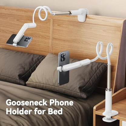 Gooseneck Phone Holder for Bed, Universal Cell Phone Stand with Clamp Mount, 900° Rotation Overhead Phone Mount with Flexible Long Arm for Bedside,Headboard,Desk (43.3 Inches Length) - size: 43.3 Inches Length