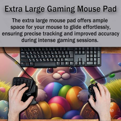 Easter Rabbit Eggs Large Gaming Mouse Pad Cute Cartoon Colorful Long Mousepad Keyboard Mat for Desk,Office,Home 35.4"X15.7" - color: easter rabbit eggs
