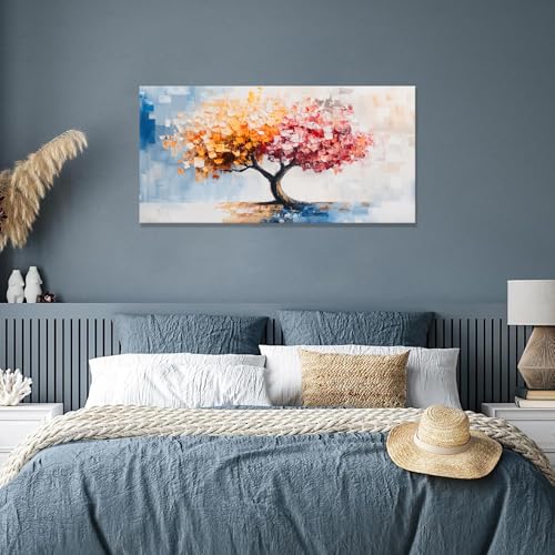 YISXINOAG Abstract Wall Decor Modern Canvas Art Wall Decor Tree of Life Wall Art Pink and Orange Tree Paintings Modern Home Decorations Abstract Pictures for Bathroom Canvas Artwork Size 20"X40" - color: orange Pink, size: 40"L x 20"W
