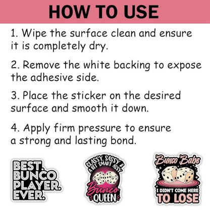 SODAVA [3"x3"] Funny Bunco Stickers Pack of 10 – Game Vinyl Decals for Bunco Night, Bunco Babe Queen Group, Waterproof Cute Bunco Accessories for Women, Scrapbook Laptop Water Bottle (A1) - color: Funny Bunco