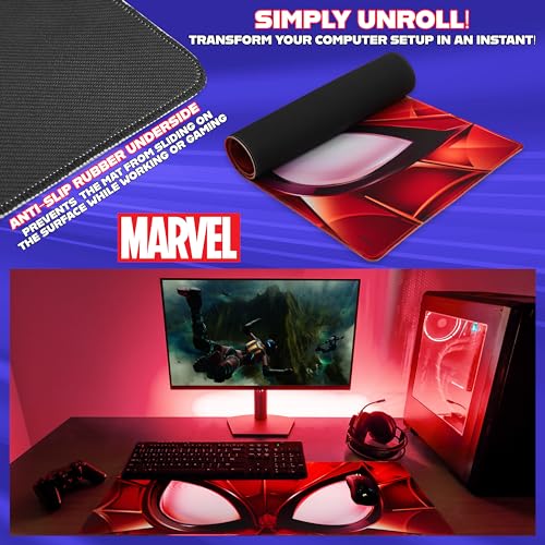 Marvel Spiderman Desk Mat Large Mouse Mat 31.2 x 13.9” Desk Protector Mat PC Laptop Keyboard Gaming & Office Supplies Non Slip - Spiderman Gifts for Men (Red Spiderman)