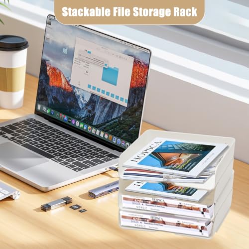 4 Tier Desk Organizer, Stackable Paper Tray Organizer for Document, Letter, A4 File Paper, Desk Accessories, Notes, Pens (White, 4 Pack) - color: White, size: 4 Count (Pack of 1)