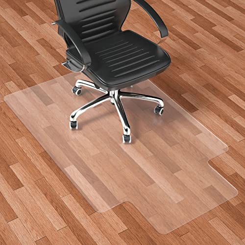 Naturehydro Clear Chair Mat for Hard Floors - 48" x 30" Transparent Computer Desk Floor Mats for Wood Tile Protection, BPA and Phthalates Free (with Extended Lip) - color: For Hard Floor, size: 30'' x 48'' with Lip
