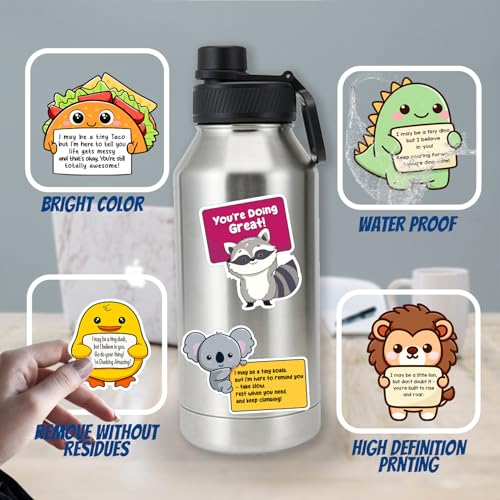 100PCS Emotional Support Animal Stickers by Puraesla– Affirmation Sticker Pack for Adults or Kids Cute Inspirational Buddies for Water Bottles, Laptops, Phones, Positive Quote Vinyl - size: M - 100PCS