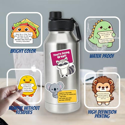 100PCS Emotional Support Animal Stickers by Puraesla– Affirmation Sticker Pack for Adults or Kids Cute Inspirational Buddies for Water Bottles, Laptops, Phones, Positive Quote Vinyl - size: M - 100PCS